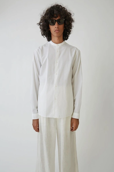 Acne Studios Pine Slim-fit Grandad-collar Cotton-poplin Shirt In Optic White