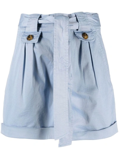 Woolrich Tied-waist Turn-up Hem Shorts In Blue