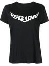Zadig & Voltaire Zadig&voltaire Women's Noir Walk Peace And Love Slogan-print Cotton T-shirt In Black