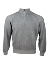 Brunello Cucinelli Ribbed Cashmere Sweater With Half Zip In Grey