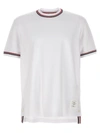 Thom Browne White Crewneck T-shirt With Rwb Detail On Neck And Sleeve In White