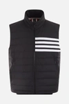 Thom Browne Quilted Padded Vest With High Collar And Striped Detail In 015