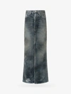 Balenciaga Denim Maxi Skirt Frayed Detailing In Blue