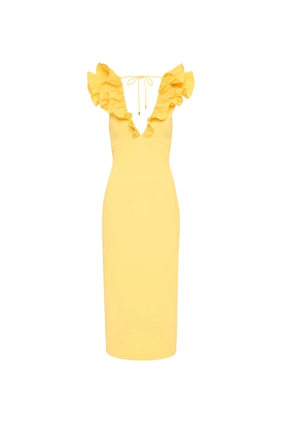 Rebecca Vallance -  Chloe Midi Dress  - Size 14 In Yellow