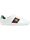 Gucci Mens Bianco Verd Ace Bee-embroidered Leather Low-top Trainers In White