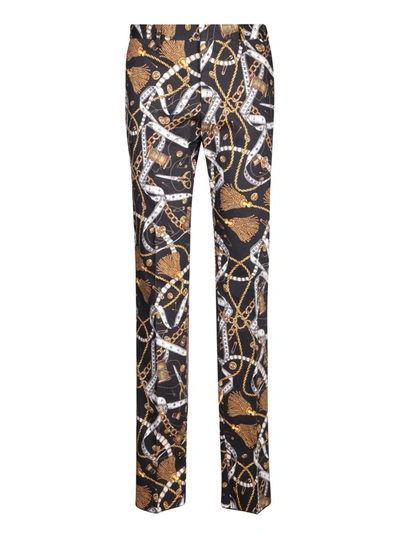 Moschino Graphic-print Straight-leg Trousers In Black