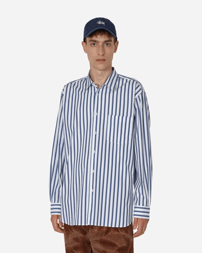 Comme Des Garçons Shirt Woven Longsleeve Stripe Shirt In Blue