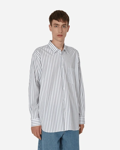 Comme Des Garçons Shirt Woven Longsleeve Stripe Shirt In White