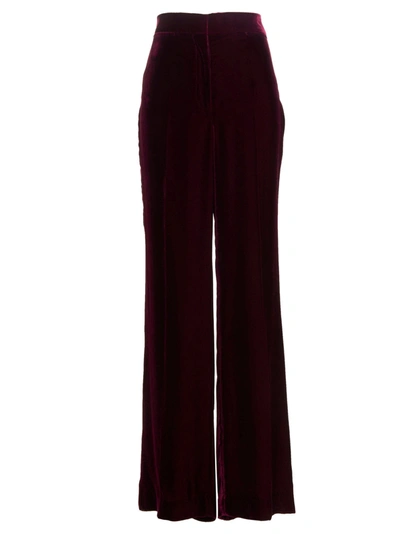 Stella Mccartney Wide-leg Velvet Trousers In Burdeos