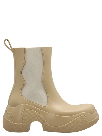 Xocoi Platform Rubber Ankle Boots In Beige