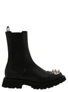 Alexander Mcqueen Punk Stud Ankle Boots In Leather In Black