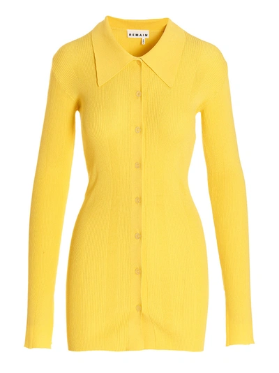 Remain Birger Christensen Polo Cardigan In Yellow