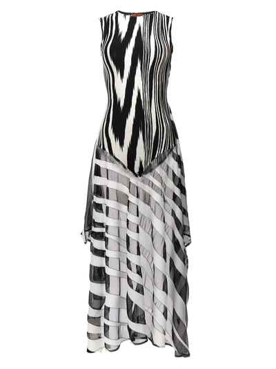 Missoni Black And White Abstract Print Sleeveless Bodysuit In Multicolor