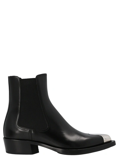 Alexander Mcqueen Toe-cap 35mm Leather Boots In Black