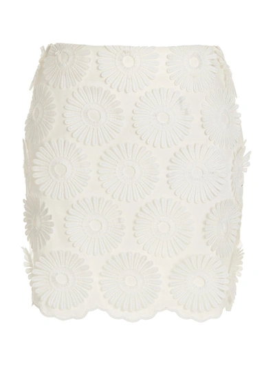 Elie Saab Embroidery Tulle Skirt In White