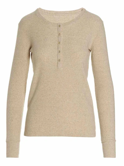 Fortela Coralie Button-front Henley Top In Beis
