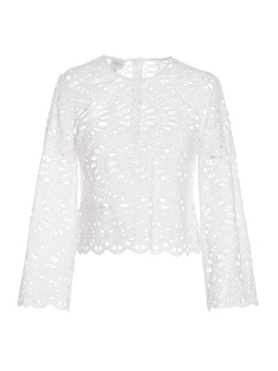 Giambattista Valli Broderie Anglaise Cotton Top In Ivory