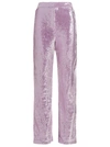 Rotate Birger Christensen Robyana Sequined Recycled-jersey Straight-leg Pants In Purple