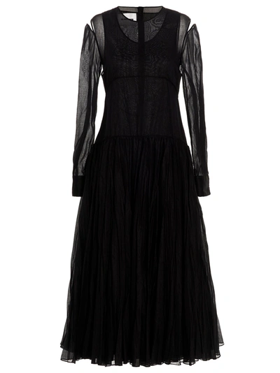 Jil Sander Pleated Skirt Dress In Black