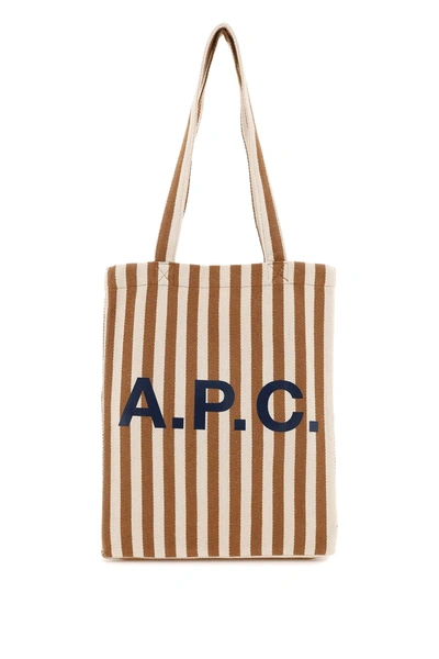 A.p.c. Logo-print Tote Bag In White,brown