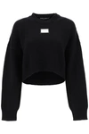 DOLCE & GABBANA LOGO PLAQUE CROPPED SWEATER