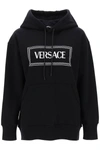 Versace Hoodie With Logo Embroidery In Black