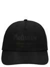 Alexander Mcqueen Black Cotton Hat With Graffiti Logo Print In Black