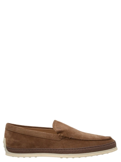 Tod's Cocoa Suede Slip On Sneakers In Brown
