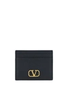Valentino Garavani Vlogo Leather Card Holder In Nero