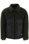 Ambush Military Green And Black Padded Teddy Army Jacket In Green, Black