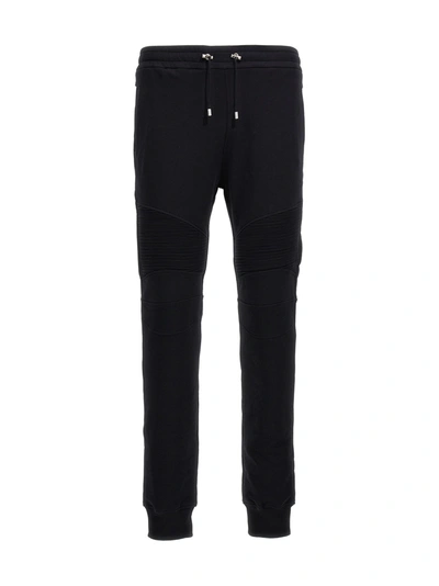 Balmain Logo-print Ribbed Track Pants In Black