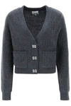 Ganni Butterfly-button Cardigan In Grey
