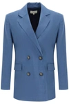 Loulou Studio Donau Double Breast Wool Blazer In Blue