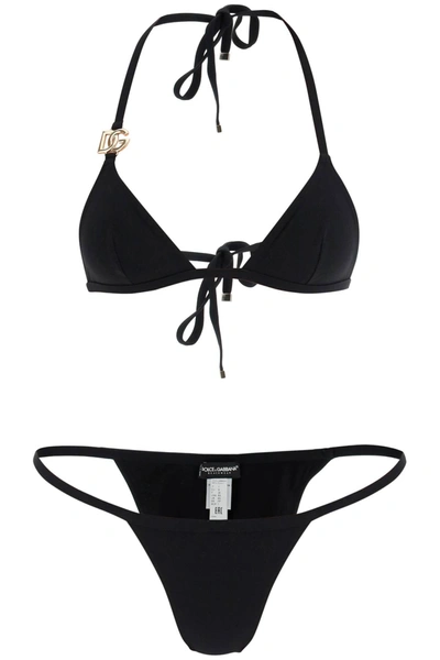 Dolce & Gabbana Dg Bikini Set In Black