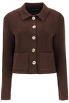 Siedres Yuna Knit Cropped Cardigan In Brown