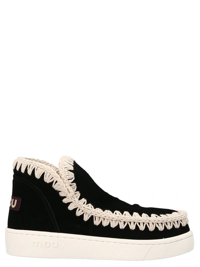 Mou Summer Eskimo Sneaker Per.sue Black Suede Slip-on Ankle Boot - Summer Eskimo Sneaker In White/black