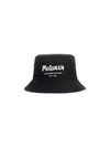 Alexander Mcqueen Men's Graffiti Logo Nylon Bucket Hat In Black/ivory