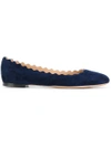Chloé Lauren Scalloped Suede Ballet Flats In Blue