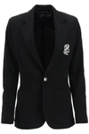 Polo Ralph Lauren Embroidered-logo Single-breasted Blazer In Black