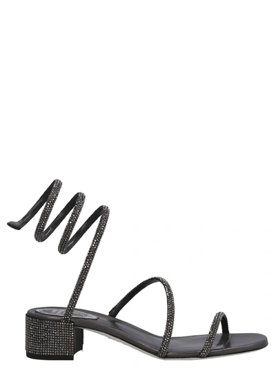 René Caovilla Cleo Crystal 35mm Sandals In Black