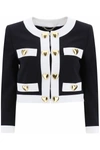 Moschino Heart-embellished Cropped Jacket In White, Black