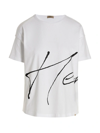 Herno T Shirt With 3 D Print In White