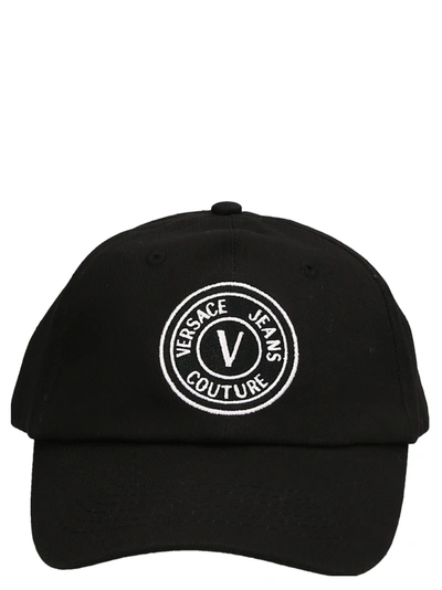 Versace Jeans Couture Logo Embroidery Cap In Black