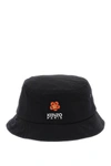 Kenzo Boke Embroidery Cotton Canvas Bucket Hat In Black