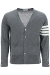 Thom Browne 4-bar Wool Fine Knit Cardigan In Grey