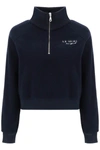 Sporty And Rich Fleece Half-zip Sweatshirt In Blue
