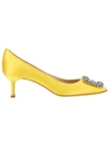 Manolo Blahnik Hangisi 50 Embellished Satin Pumps In Byel