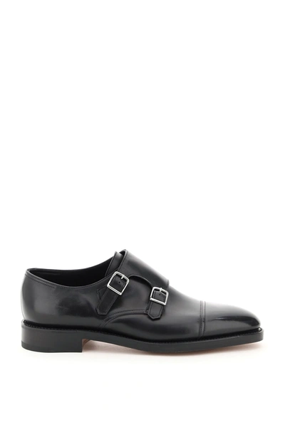 John Lobb Leather Shoes With Logo In Black