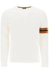 Zegna Stripe-detail Crew-neck Sweater In White