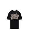 Alexander Mcqueen Lace-overlay Cotton Jersey T-shirt In Black/shell